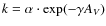 $k = \alpha \cdot {\rm exp}(-\gamma A_V)$