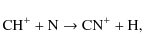 \begin{displaymath}{\rm CH}^{+} + {\rm N} \rightarrow {\rm CN}^{+} + {\rm H},
\end{displaymath}