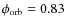 $\phi_{\rm orb}=0.83$