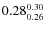 $0.28_{0.26}^{\rm0.30}$