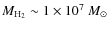 $M_{\rm
H_2}\sim1\times10^7~M_{\odot}$