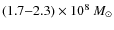 $(1.7{-}2.3)\times10^{8}~M_{\odot}$