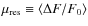 $\mu_{\rm res} \equiv \langle \Delta F /F_{0} \rangle$