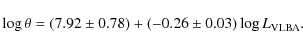 \begin{displaymath}\log \theta = (7.92\pm0.78) + (-0.26\pm0.03)\log L_{\rm VLBA}.
\end{displaymath}