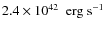 $2.4 \times
10^{42}~\mbox{$\mbox{\ erg}\mbox{\ s}^{-1}$ }$