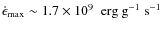 $\dot{\epsilon}_{\max} \sim
1.7 \times 10^{9}~\mbox{$\mbox{\ erg}\mbox{\ g}^{-1}\mbox{\ s}^{-1}$ }$