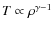 $T \propto \rho^{\gamma - 1}$