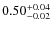 $0.50^{\rm +0.04}_{-0.02}$
