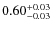 $0.60^{\rm +0.03}_{-0.03}$