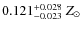 $0.121^{\rm +0.028}_{-0.023}~Z_\odot$