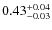 $0.43^{\rm +0.04}_{-0.03}$