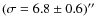 $(\sigma=6.8\pm 0.6)\hbox{$^{\prime\prime}$ }$
