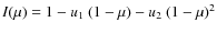 $I(\mu)=1-u_1~(1-\mu)-u_2~(1-\mu)^2$
