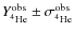 $Y_{^4{\rm He}}^{\rm obs} \pm \sigma_{^4{\rm He}}^{\rm obs}$