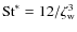 ${\rm St}^\ast = 12/\zeta_{\rm w}^3$