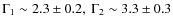 $\Gamma_1 \sim
2.3\pm 0.2,\ \Gamma_2 \sim 3.3\pm 0.3$