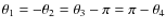 $\theta_1=-\theta_2=\theta_3-\pi=\pi-\theta_4$