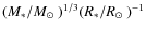 $(M_{*}/\hbox{$M_{\odot}$ })^{1/3} (R_{*}/\hbox{$R_{\odot}$ })^{-1}$