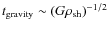 $t_{\rm {gravity}}\sim(G\rho_{\rm {sh}})^{-1/2}$