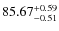 $85.67^{\rm +0.59 }_{-0.51}$