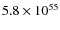 $5.8 \times 10^{55}$