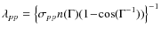 $\lambda_{pp}= \left\{\sigma_{pp}n(\Gamma) (1\!-\!\cos(\Gamma^{-1}))\right\}^{-1}$