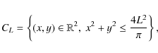 \begin{eqnarray*}C_L=\left \{ (x,y)\in \mathbb R^2,\ x^2+y^2 \leq \frac{4L^2}{\pi} \right \},\nonumber
\end{eqnarray*}