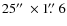 $25\hbox{$^{\prime\prime}$ }\times 1\hbox{$.\!\!^{\prime\prime}$ }6$