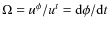 $\Omega=u^\phi/u^t = {\rm d}\phi/{\rm d}t$
