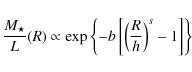 \begin{displaymath}\frac{M_\star}{L}(R) \propto \exp \left\{ - b
\left[ \left( \frac{R}{h} \right)^s -1 \right] \right\}
\end{displaymath}