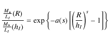 \begin{displaymath}\frac{\frac{M_\star}{L_I}(R)}{\frac{M_\star}{L_I}(h_I)} = \ex...
...s)
\left[ \left( \frac{R}{h_I} \right)^s -1 \right] \right\}
\end{displaymath}