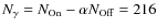 $N_{\gamma}=N_{\rm {On}}-\alpha N_{\rm {Off}}=216$