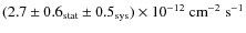 $({2.7\pm 0.6_{\rm {stat}}\pm 0.5_{\rm {sys}}}) \times 10^{-12}~\rm {cm}^{-2}~\rm {s}^{-1}$