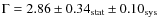 $\Gamma=2.86\pm0.34_{\rm {stat}}\pm0.10_{\rm {sys}}$