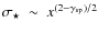 $\sigma_{\star} ~ \sim ~ x^{(2 - \gamma_{\rm sp})/2}$