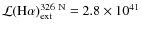 ${\cal
L}({\rm H}\alpha)_{\rm ext}^{\rm 326~N}= 2.8\times 10^{41}$