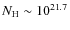 $N_{\rm H}\sim 10^{21.7}$