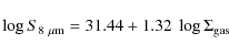 \begin{displaymath}\log S_{8~\mu{\rm m}} = 31.44 + 1.32 \ \log{\Sigma_{\rm gas}}
\end{displaymath}