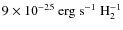 $9 \times 10^{-25} ~ {\rm erg ~ s^{-1} ~
H_2^{-1}}$