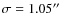 $\sigma = 1.05\hbox{$^{\prime\prime}$ }$