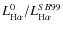 $L^0_{{\rm H} \alpha}/L^{SB99}_{{\rm H}\alpha}$