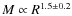 $M \propto R^{1.5 \pm 0.2}$
