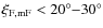 $\xi_{\rm F,mF} < 20^{\circ}{-}30^{\circ}$
