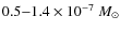 $0.5 {-} 1.4 \times 10^{-7}~M_{\odot}$