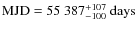 ${\rm MJD = 55~387^{+107}_{-100}~days}$