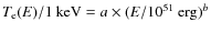 $T_{\rm e}(E)/1~\mbox{keV}=a\times(E/10^{51}~\mbox{erg})^b$