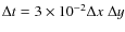 $\Delta t=3 \times 10^{-2} \Delta x~
\Delta y$
