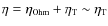 $\eta=\eta_{\rm\mbox{\tiny Ohm}}+\eta_{\rm {\mbox{\tiny
T}}}\sim\eta_{\rm {\mbox{\tiny T}}}$