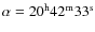 $\alpha=20^{\rm h}42^{\rm m}33^{\rm s}$