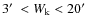 $3\hbox{$^\prime$ }< W_{\rm k} <
20\hbox{$^\prime$ }$